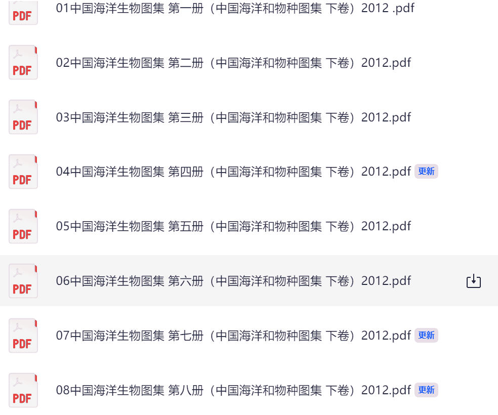 中国海洋生物图集 合集 全八册（中国海洋和物种图集 下卷）2012 pdf 920.7mb